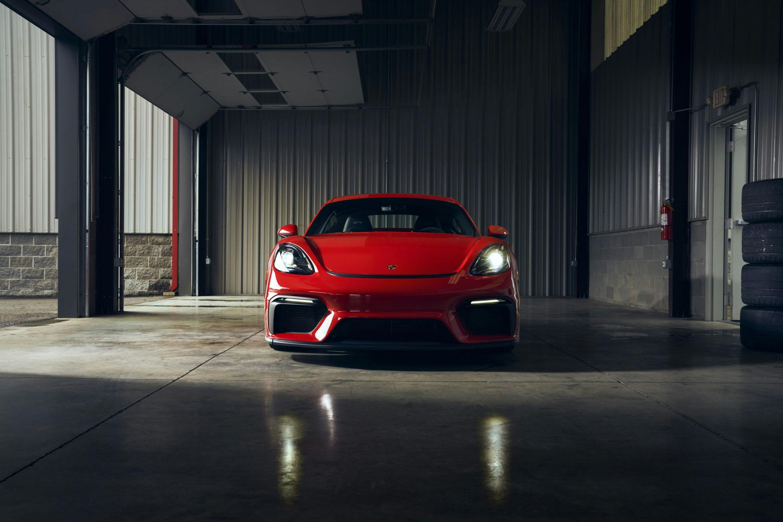 2021 Porsche Cayman GT4 front garaged