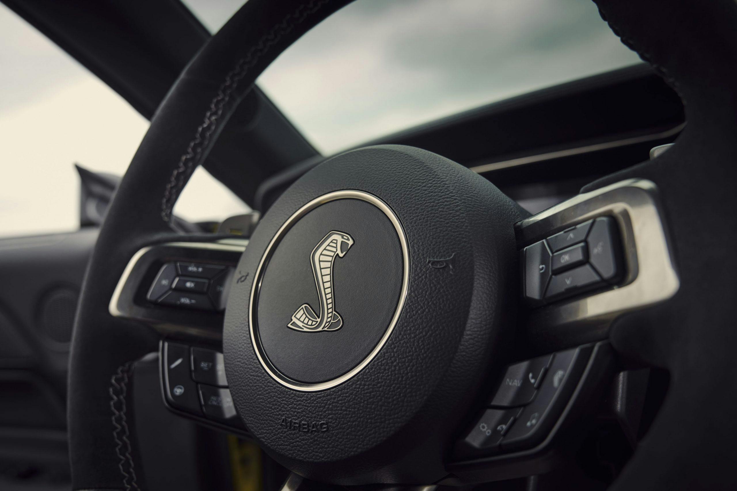 2021 Ford Mustang Shelby GT500 interior steering wheel cobra detail