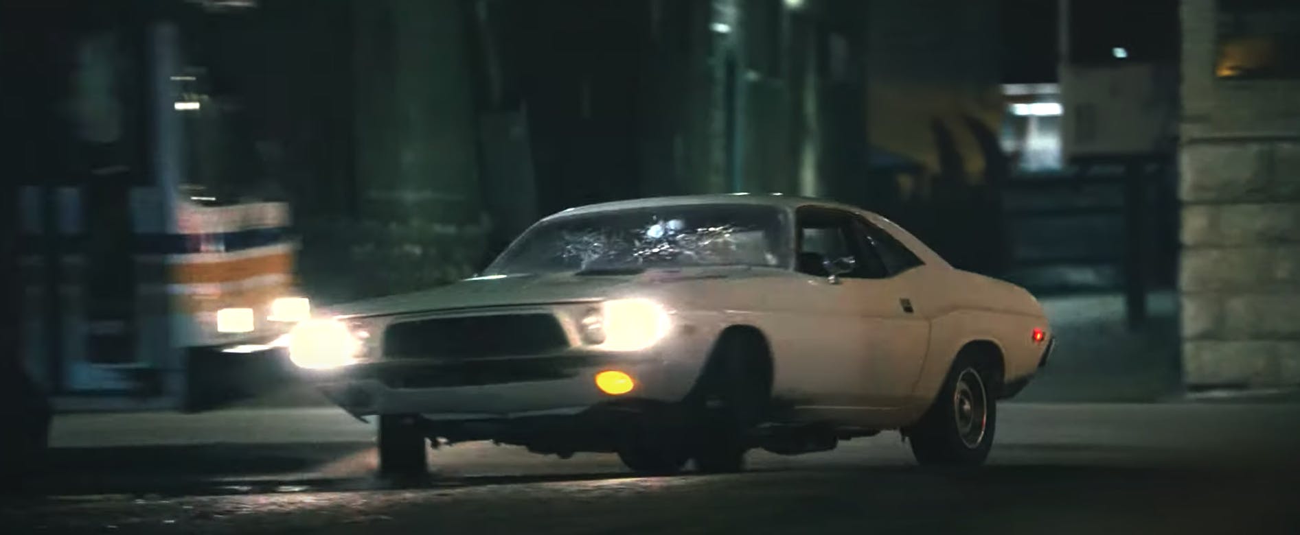 Nobody Film Bob Odenkirk 1972 Dodge Challenger driving action frontal