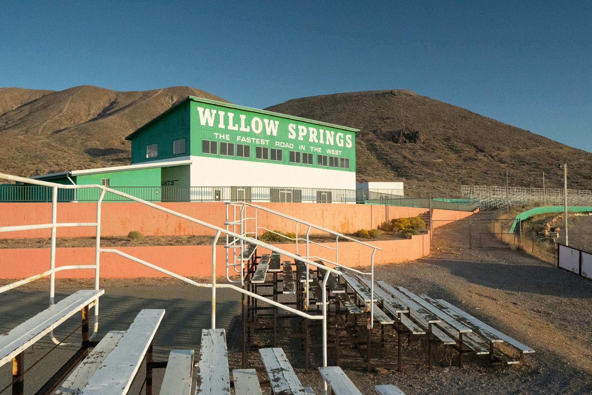 Willow Springs Raceway stands and hills