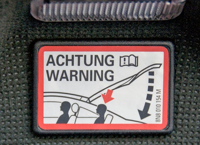 Audi TT passenger warning decal logo