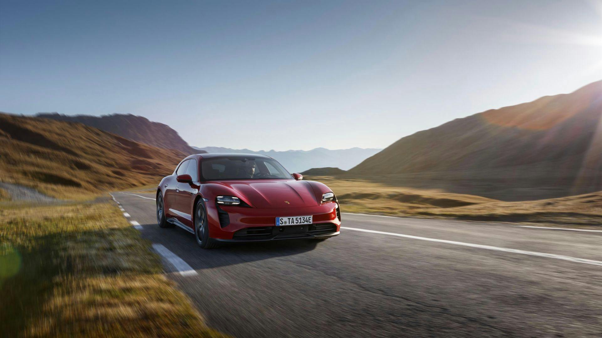 2022 Porsche Taycan GTS front driving