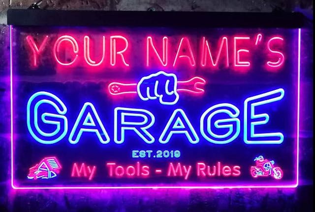 Your Name Garage Neon Sign