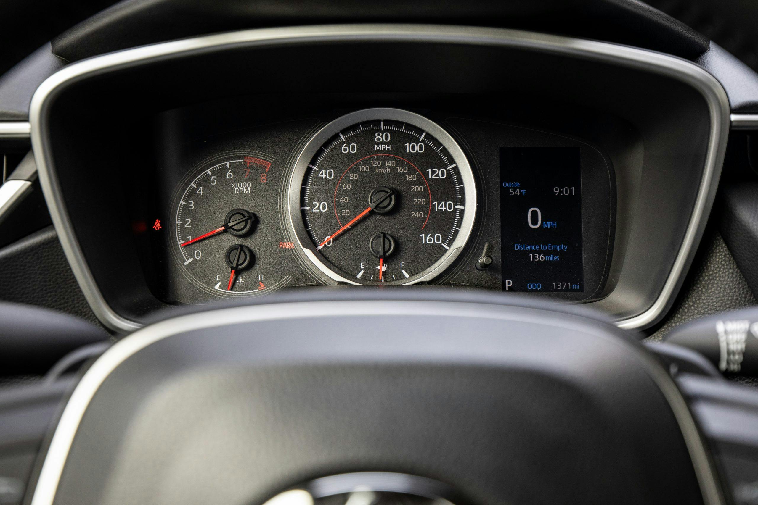 2021 Toyota Corolla Hatchback SE Nightshade interior dash panel detail