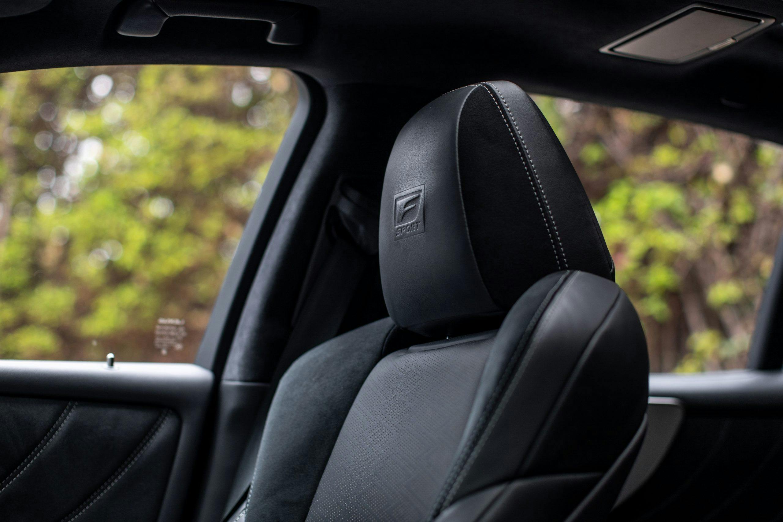 2022 Lexus LS500 F-Sport interior front seat headrest detail