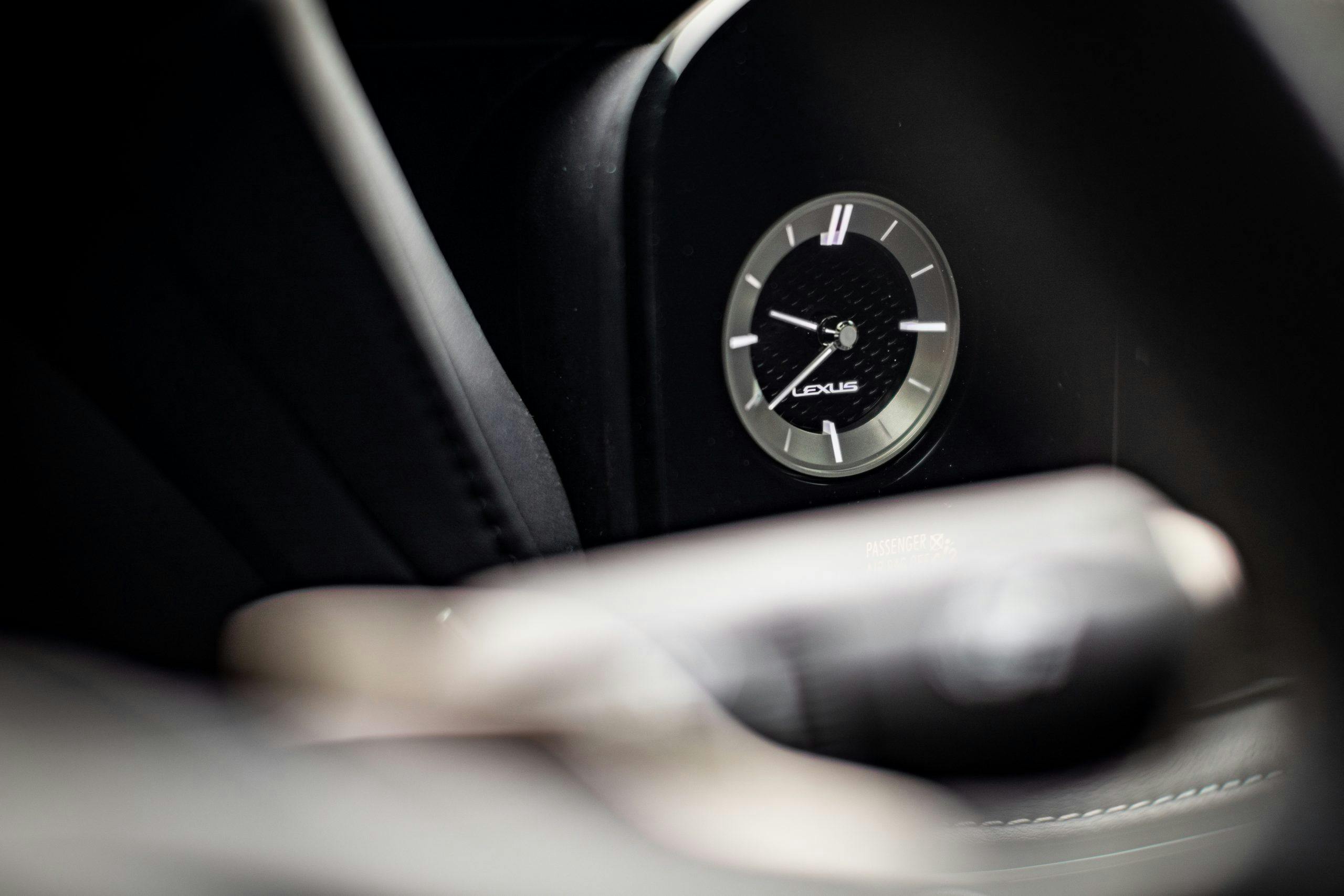 2022 Lexus LS500 F-Sport interior clock dial detail