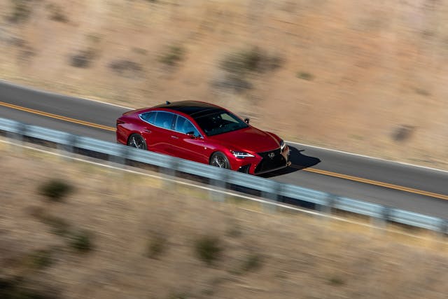 2022 Lexus LS500 F-Sport front three-quarter action