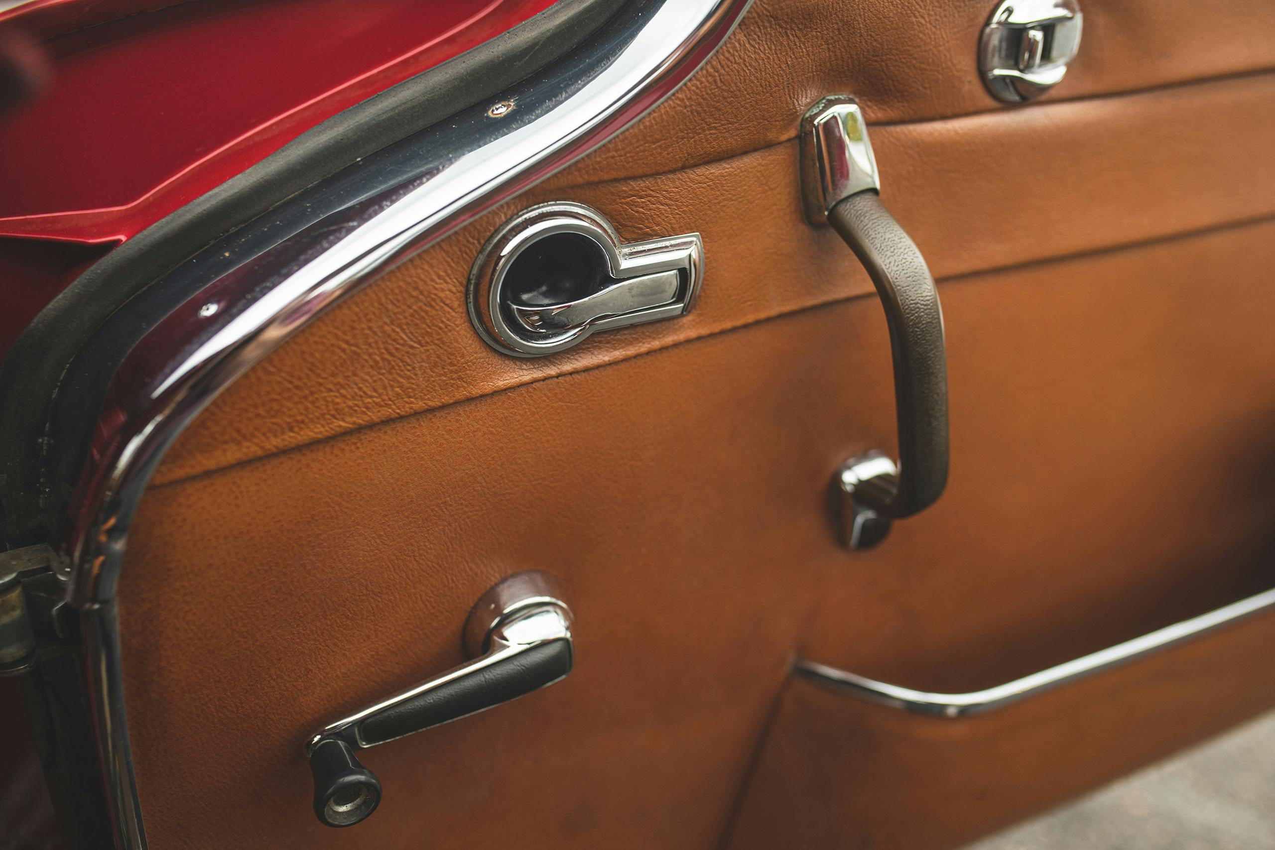1965 Mercedes-Benz SL230 interior door panel leather detail