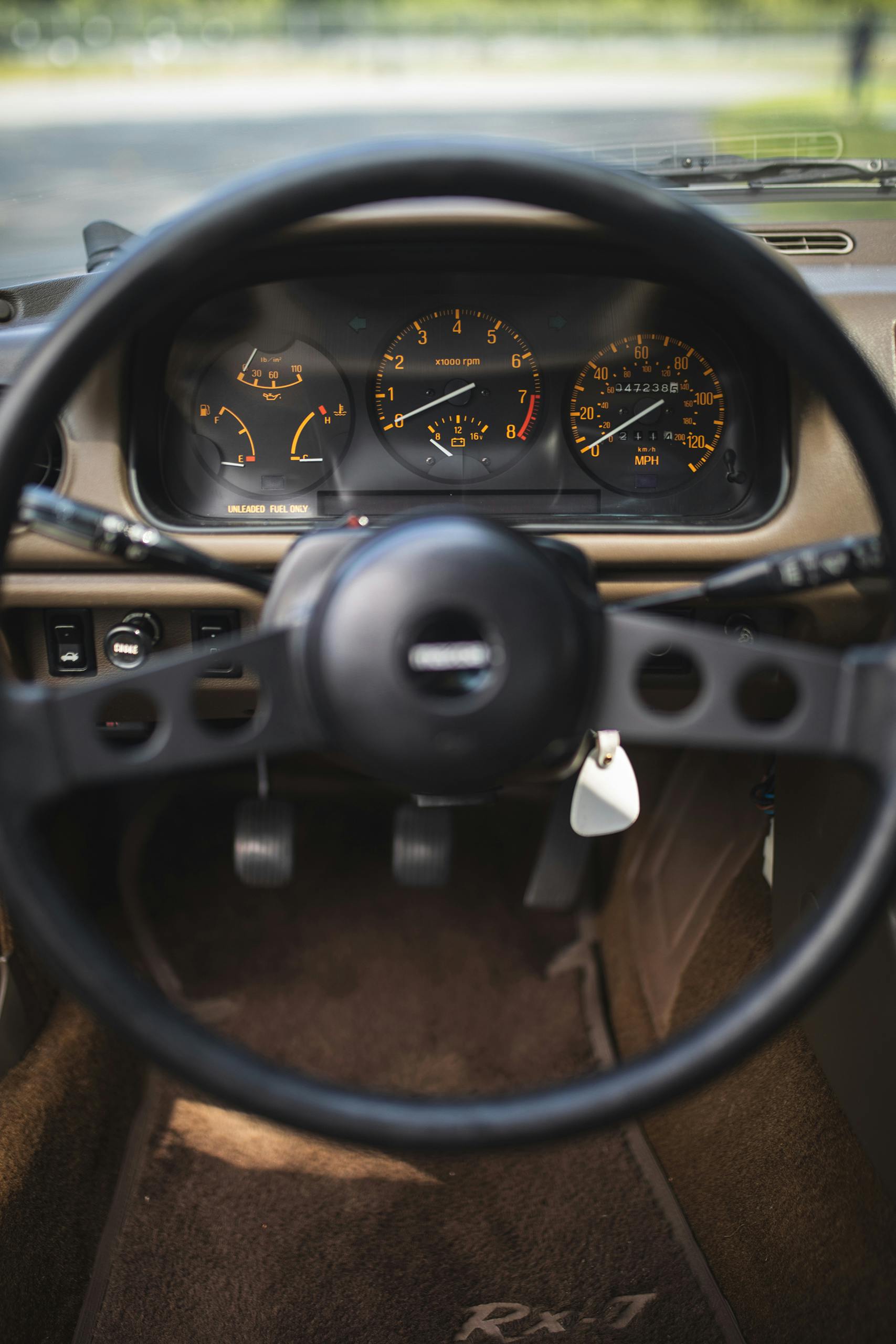 1983 Mazda RX7 interior driver cockpit vertical