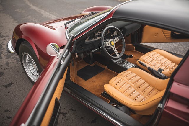 1973 Ferrari 246 Dino interior angled doors open