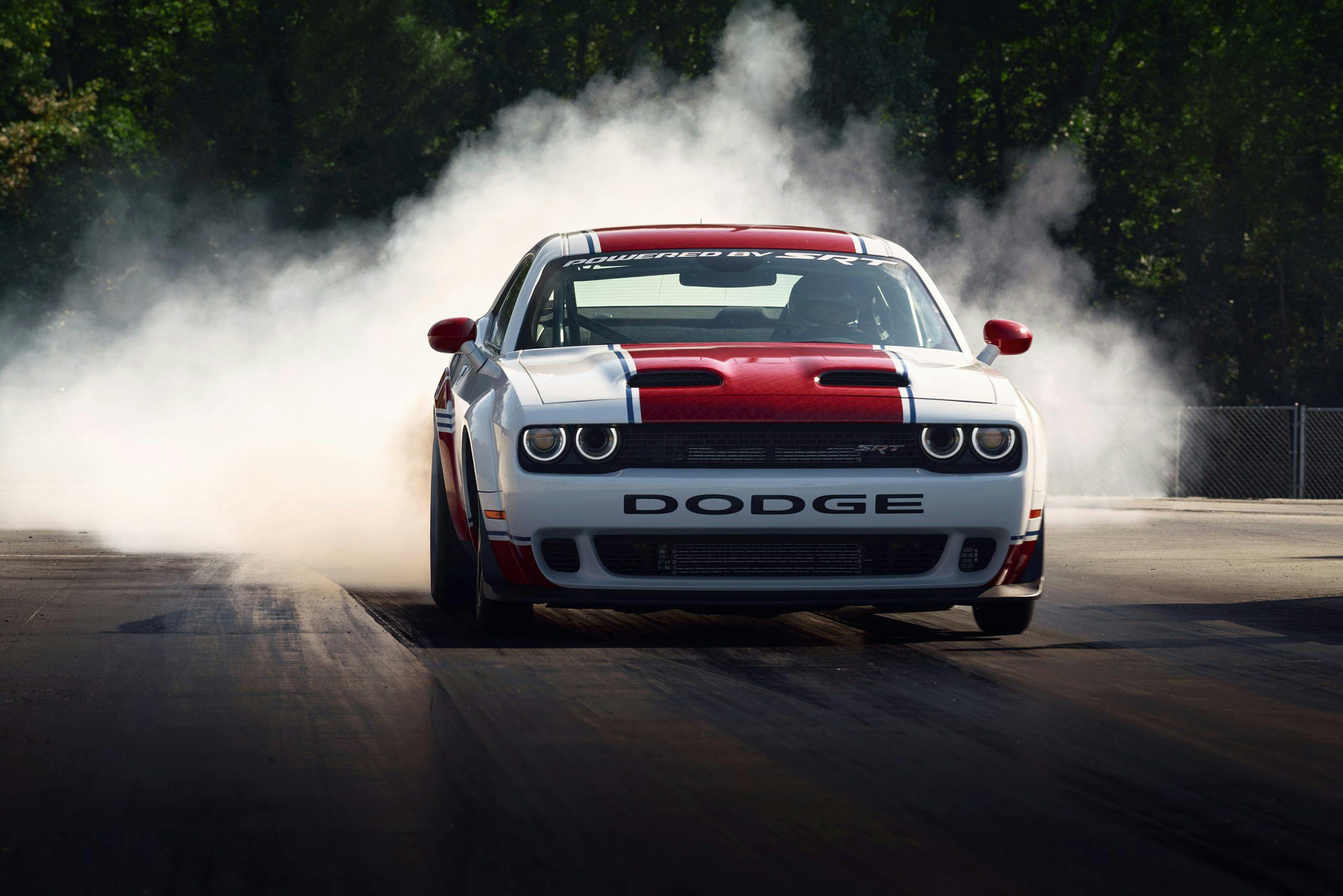 Dodge Direct Connection Challenger Drag Pak front smoking tires
