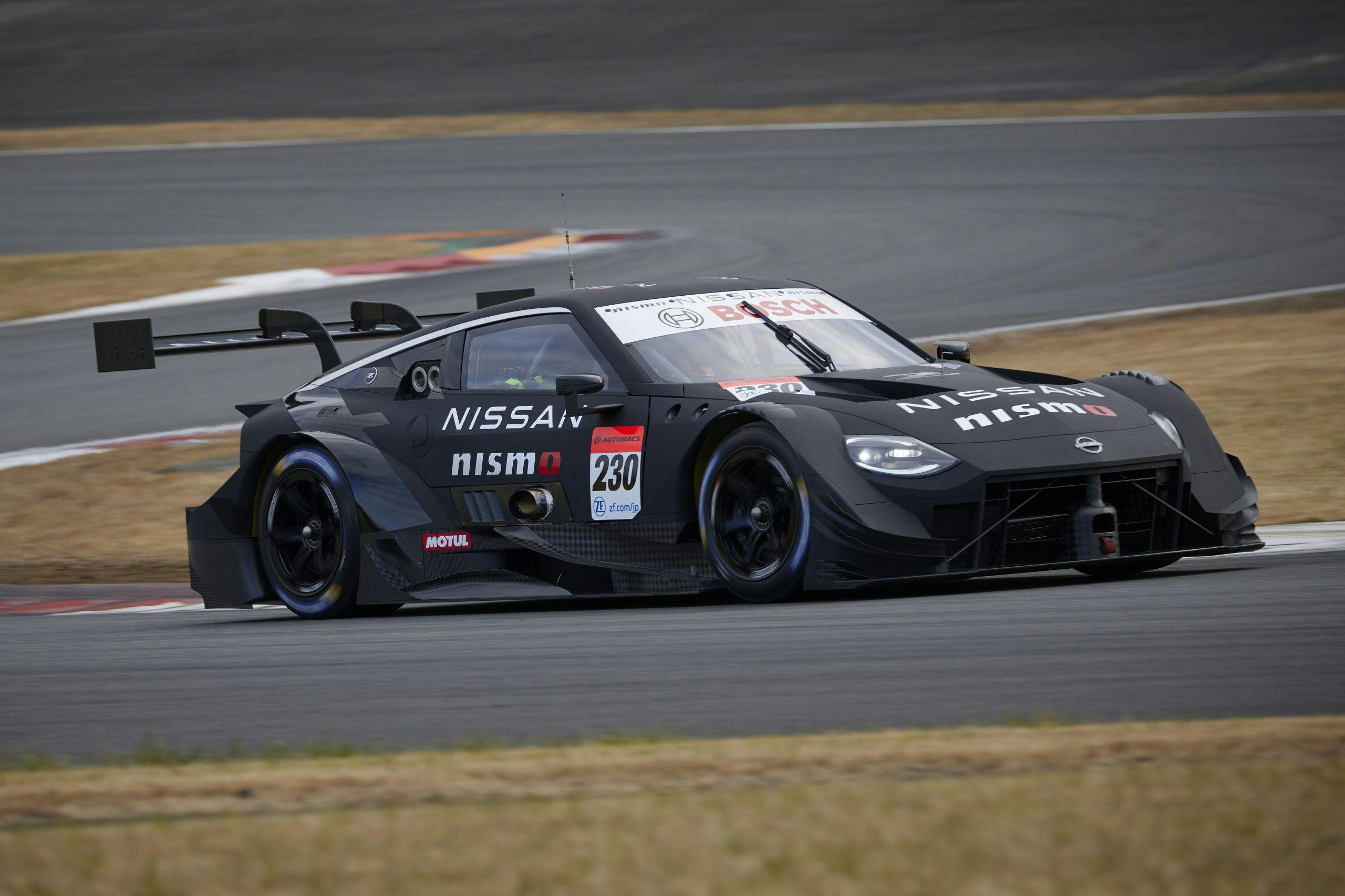 Nissan NISMO Z GT500 on track at speed side profile