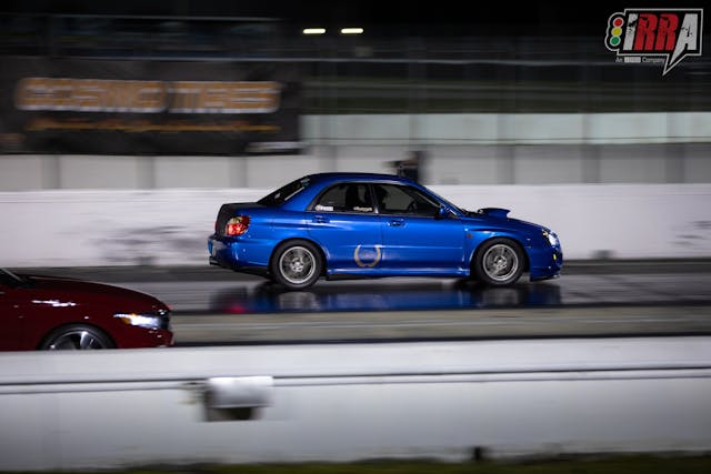 Roll racing Subaru beats a BMW at IRRA