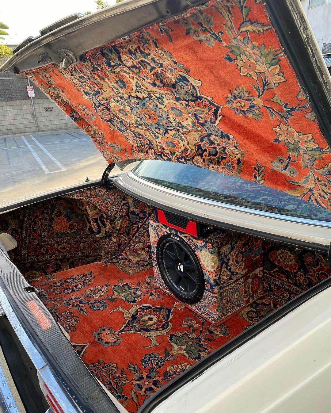 1980 Mercedes persian rug custom carpets trunk