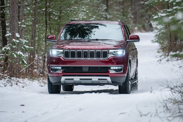 2022 Wagoneer Series II 4x4 front end on the move brightened