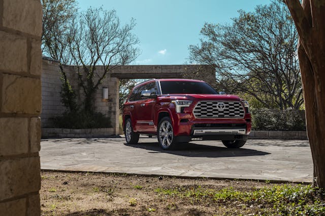 2023 Toyota Sequoia Capstone red front three quarter exterior