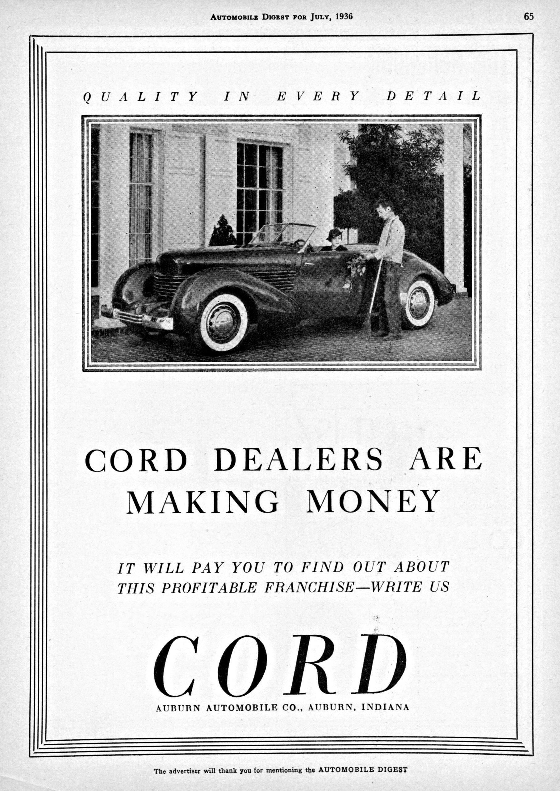 Cord 810 brochure 1936 vintage ad