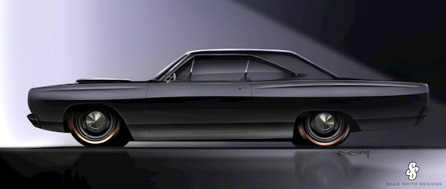 Kevin Hart Salvaggio Design 1969 Road Runner Plymouth restomod design rendering