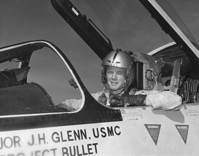 John Glenn in F-8 Cockpit