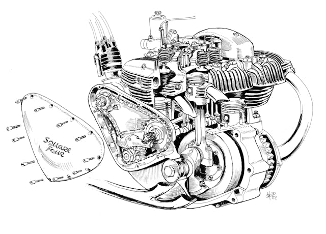 stock stories ariel square four mk2 cutaway