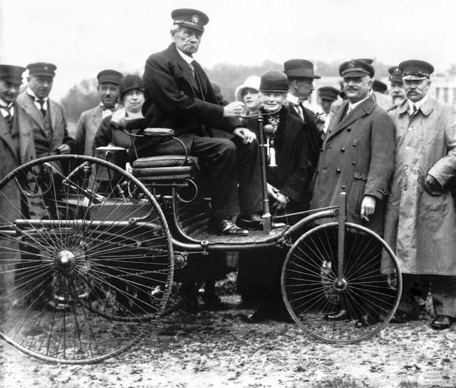 Karl Benz aged 81 on Motorwagen invention