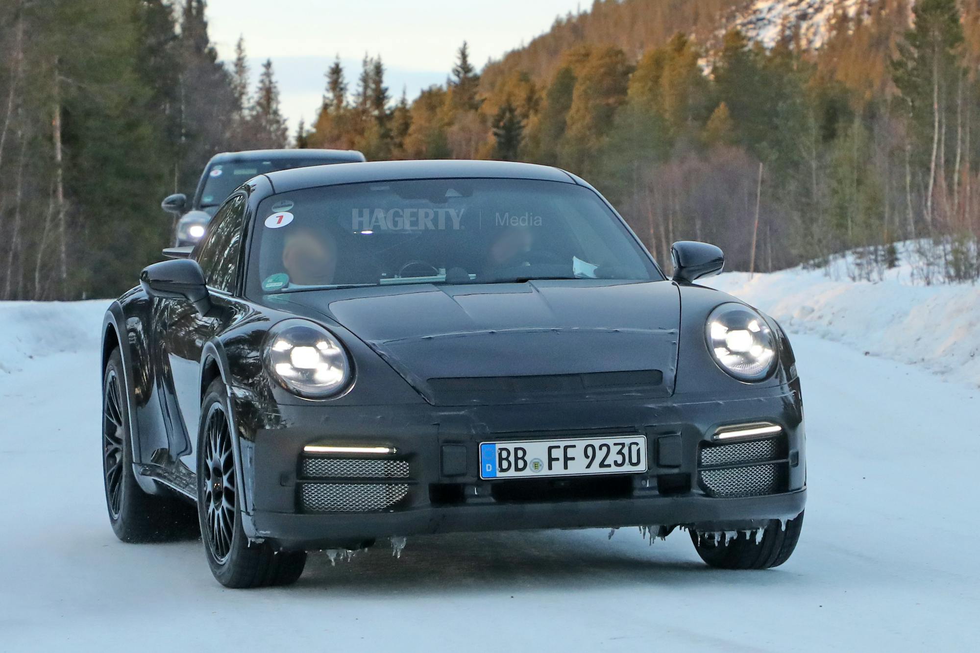 Porsche 911 safari prototype spied front three-quarter
