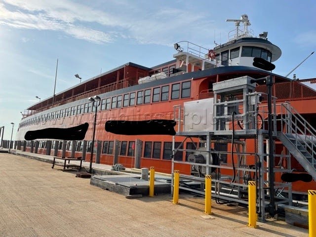 Staten Island ferry docked side