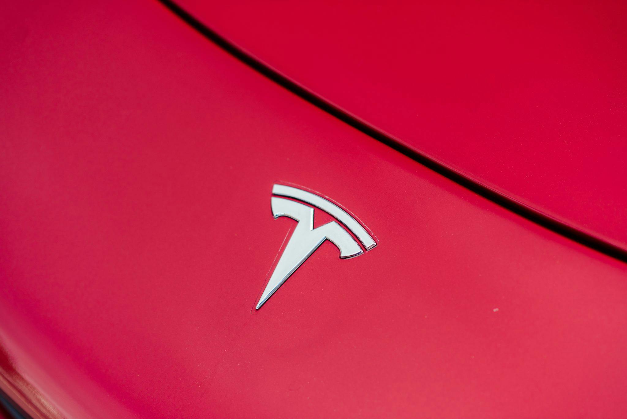 Tesla Roadster logo emblem closeup