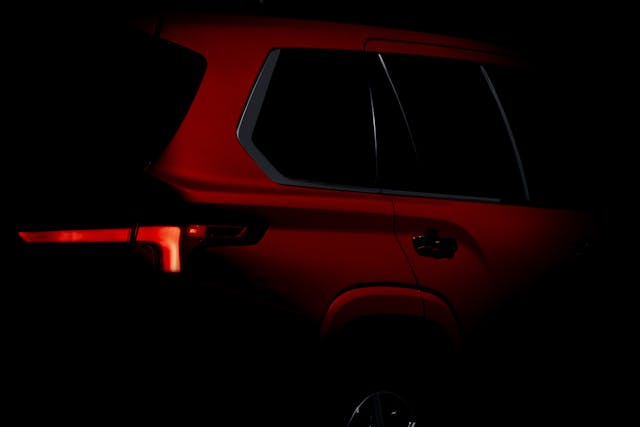 Big Toyota SUV teaser rear three quarter