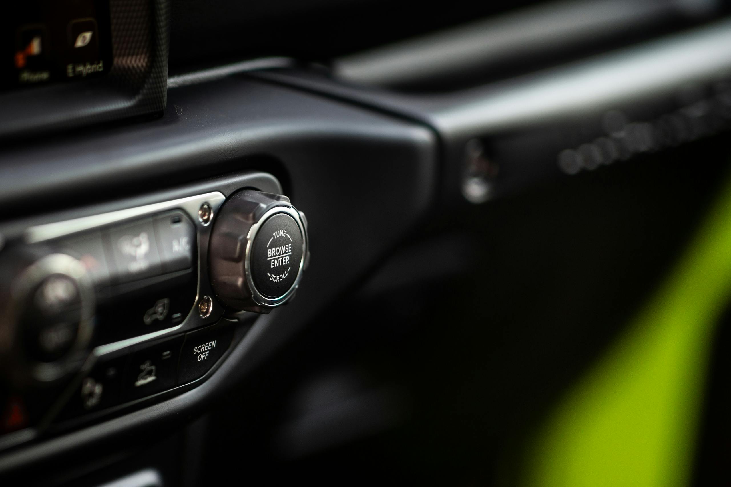 2022 Jeep Wrangler 4XE interior radio knob detail