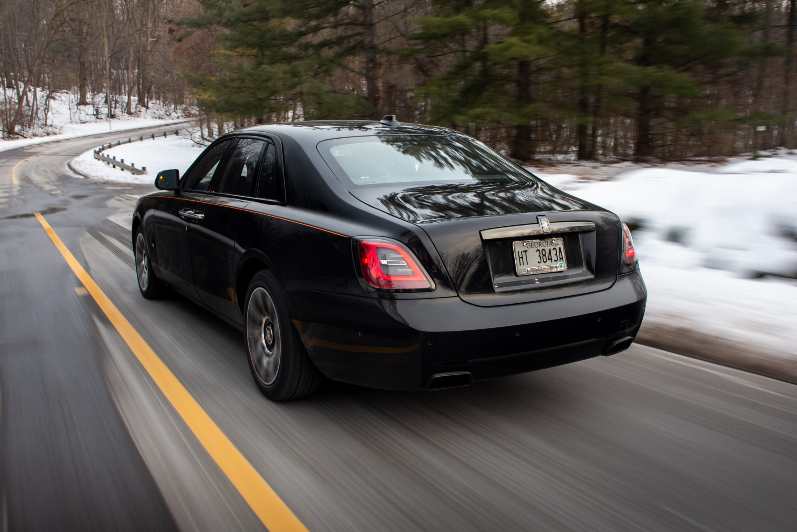 2022 Rolls-Royce Ghost Black Badge rear three-quarter action