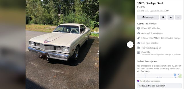 1975 Dodge Dart Facebook Marketplace listing