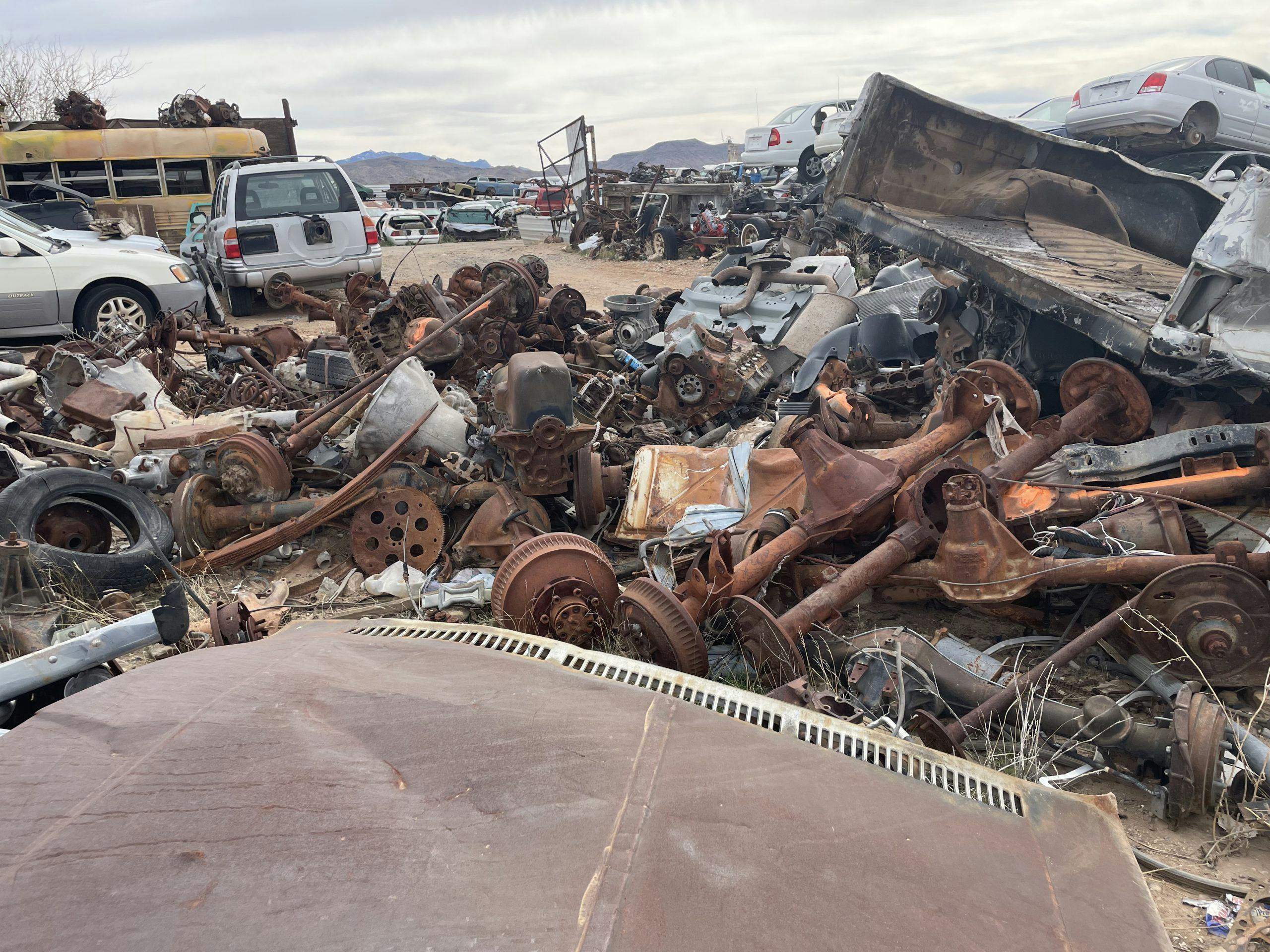 Arizona junkyard axle pile