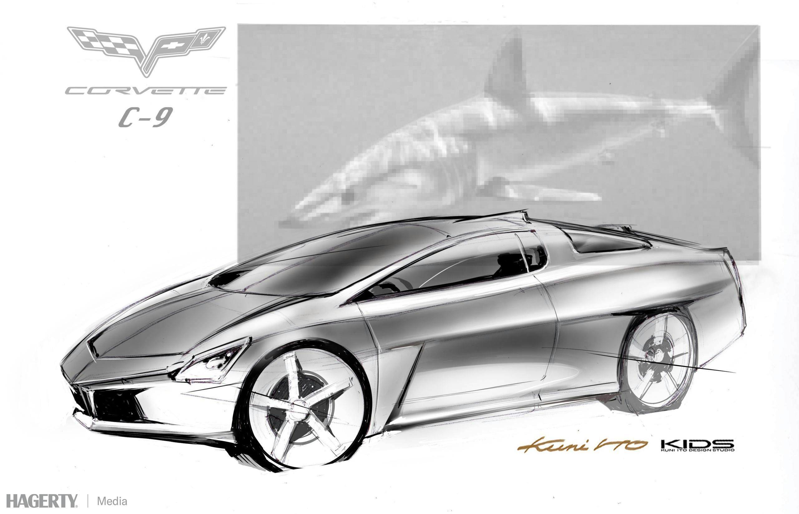 Kuni Ito C9 corvette design sketch