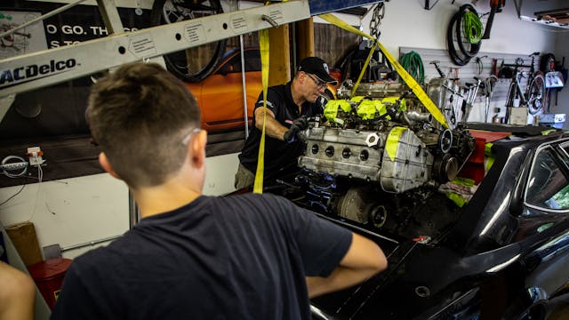 Ferrari Dino restoration engine hoist