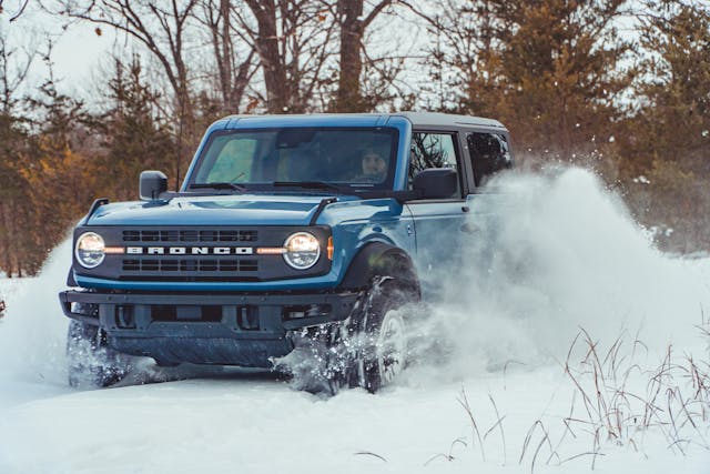 Ford Bronco Black Diamond 2-Door front three quarter snow throwing