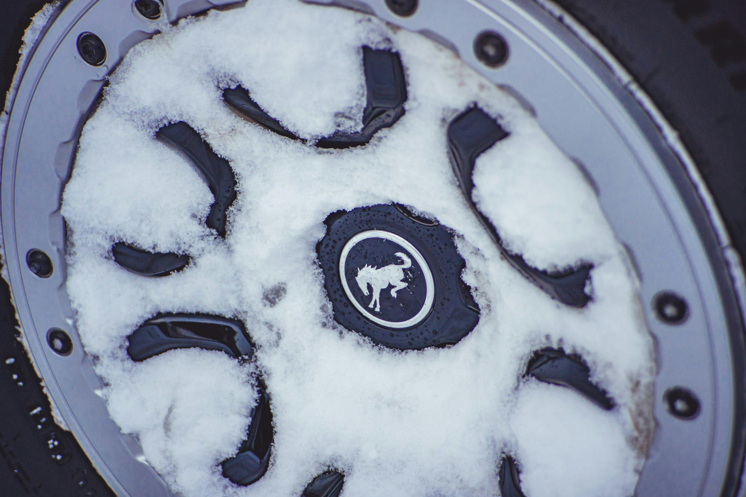 Ford Bronco Black Diamond 2-Door wheel filled with snow
