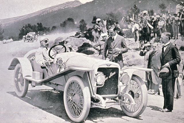 King Alfonso XIII of Spain driving his Hispano Suiza