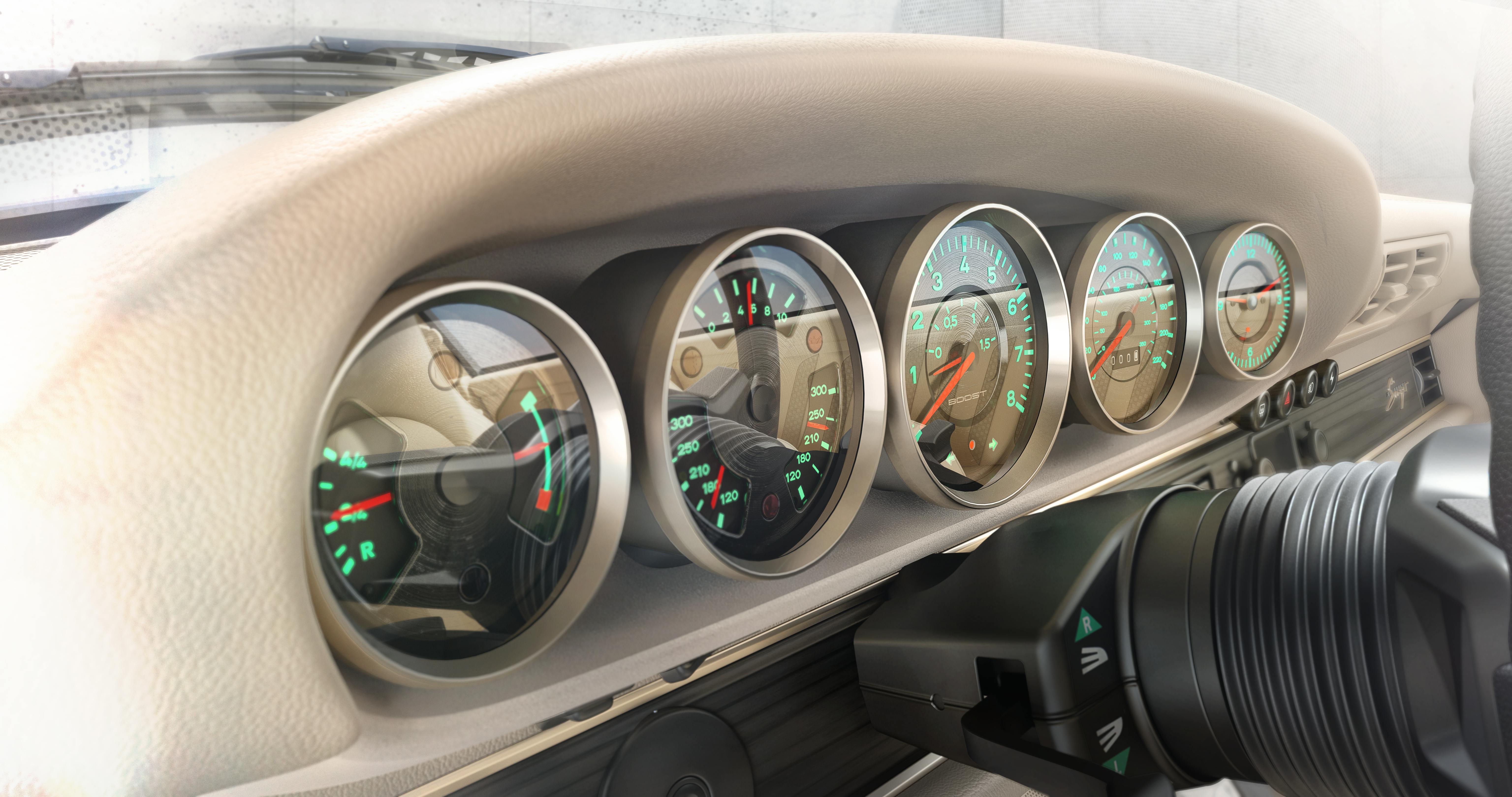Porsche 911 reimagined by Singer Turbo Study interior gauge