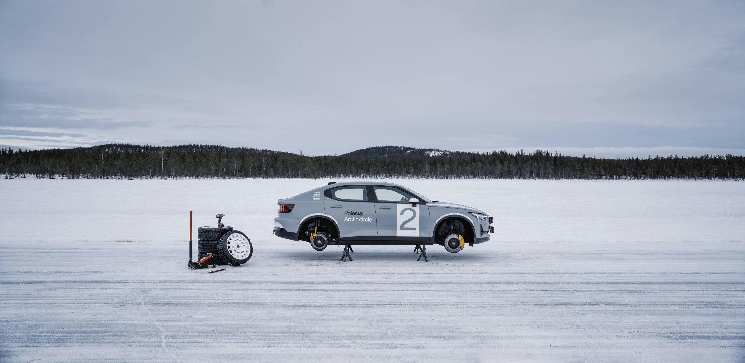 Poletar 2 Arctic Circle winter rally build EV wheels off