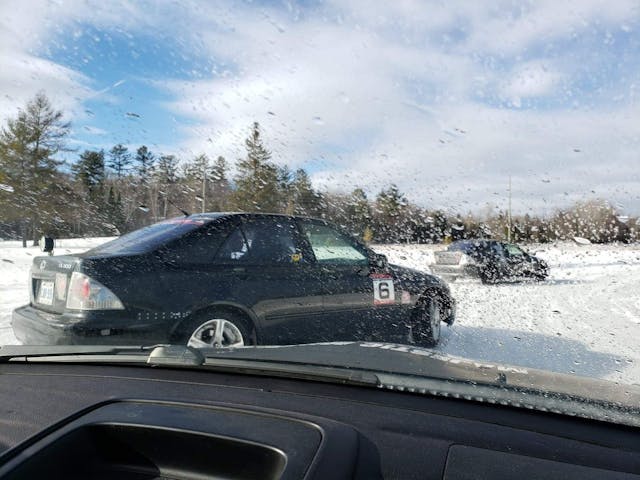 view from the dashboard during an ice race