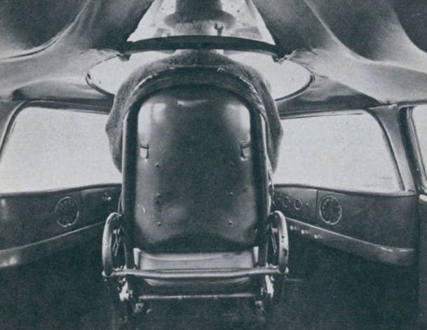 1958 sir vival - inside drivers seat