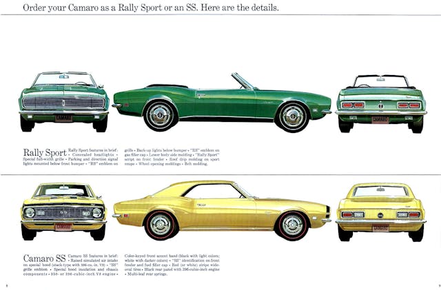 1968 Camaro RS & SS brochure page