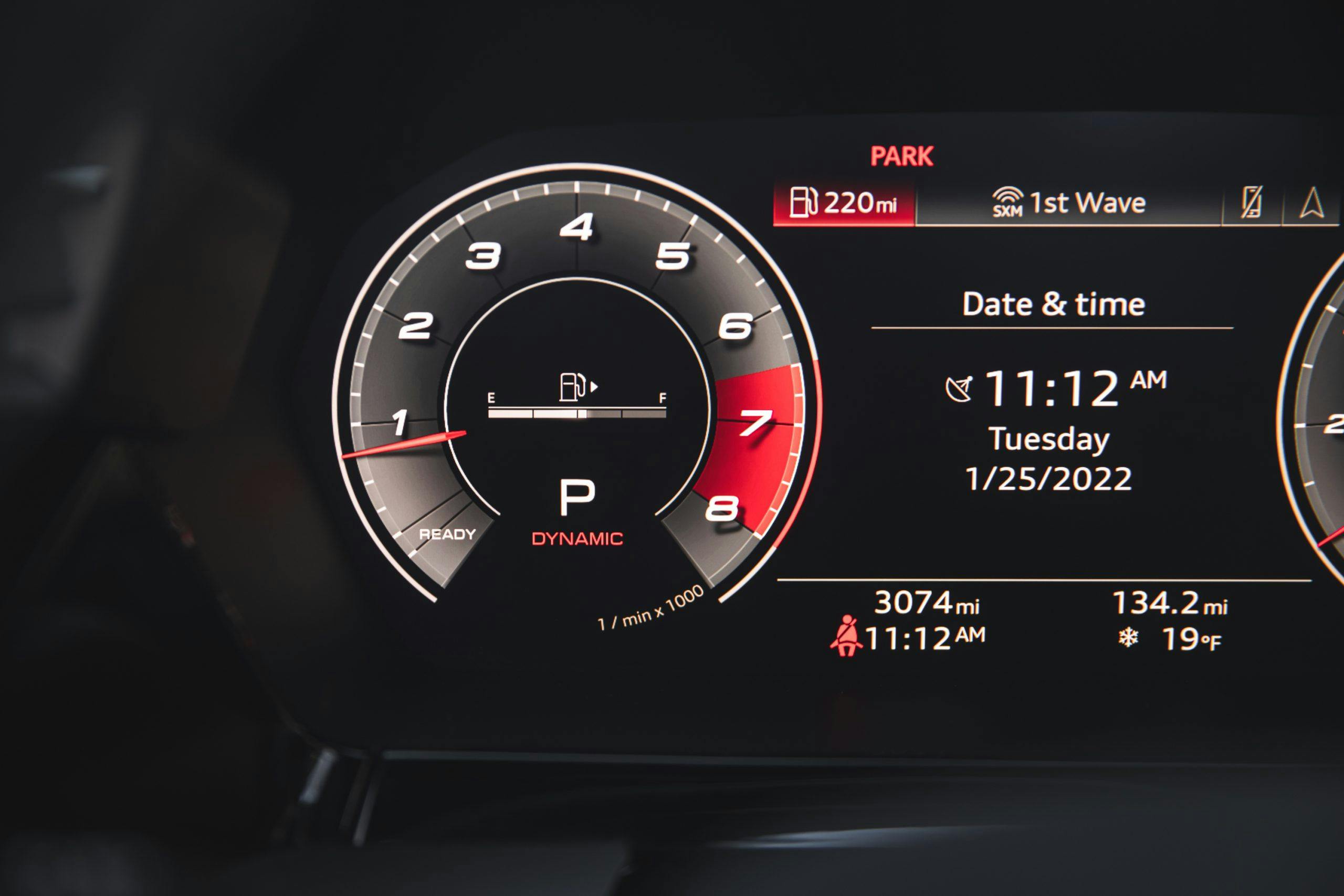 2022 Audi S3 interior digital dash tachometer