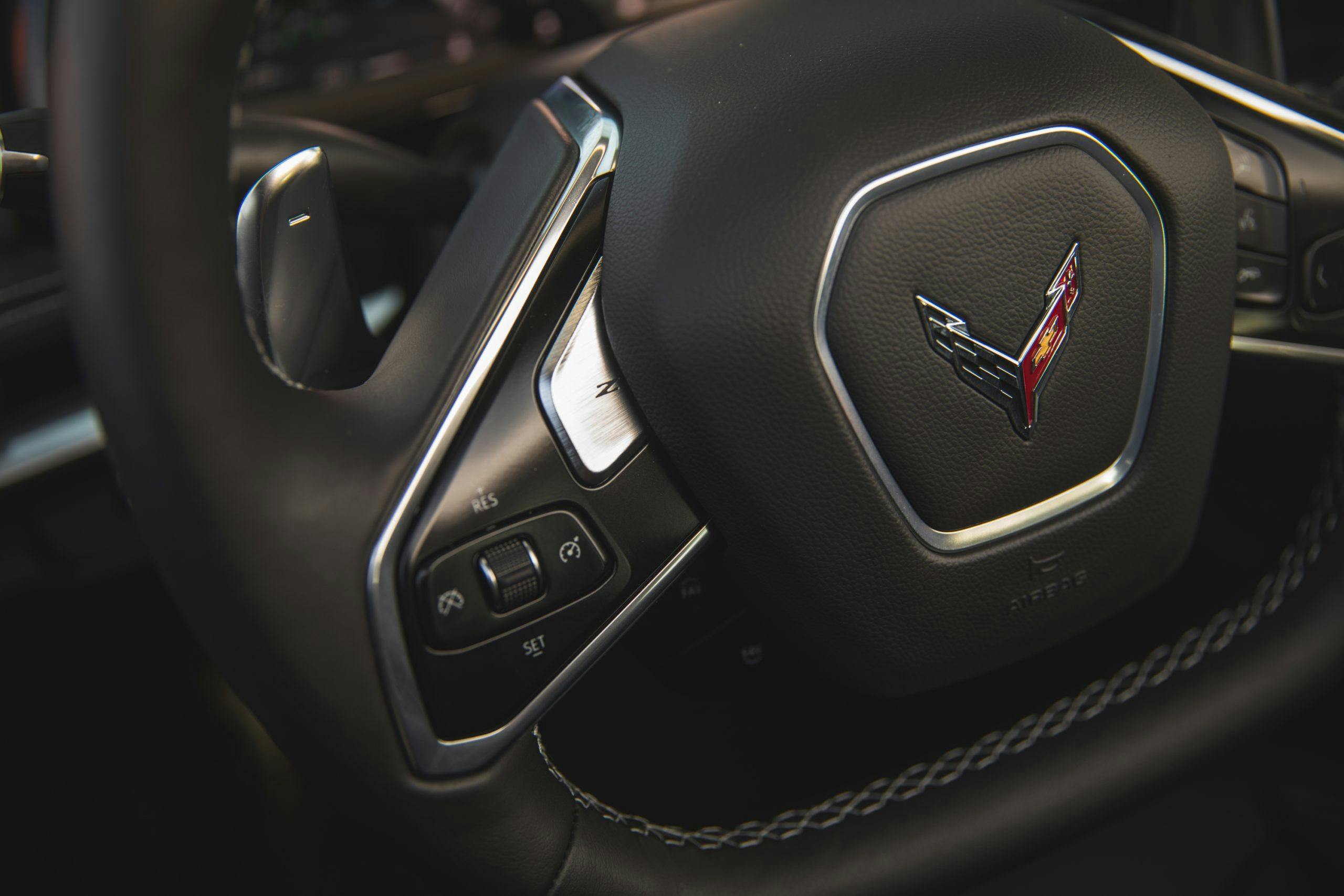 2022 Chevrolet Corvette C8 Stingray interior steering wheel detail