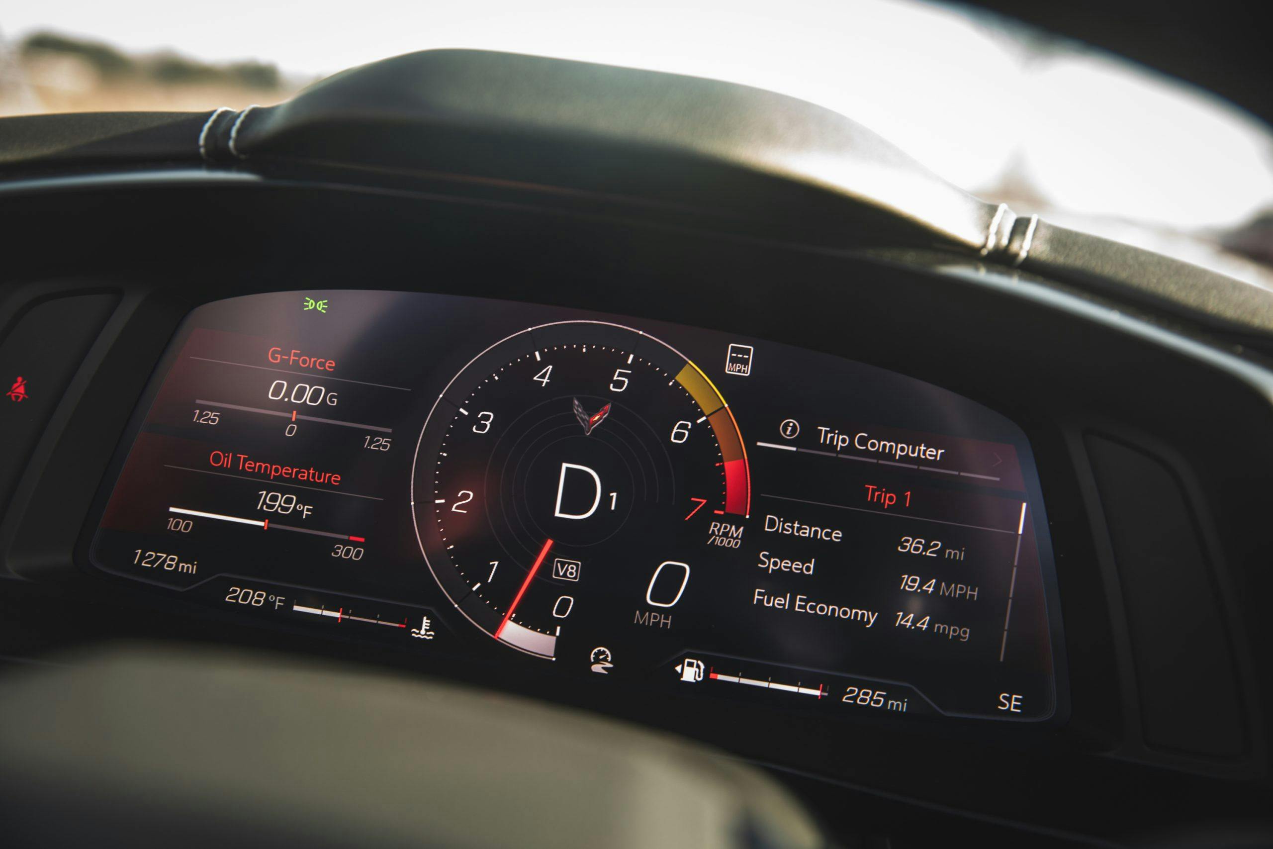 2022 Chevrolet Corvette C8 Stingray digital dash gauge detail