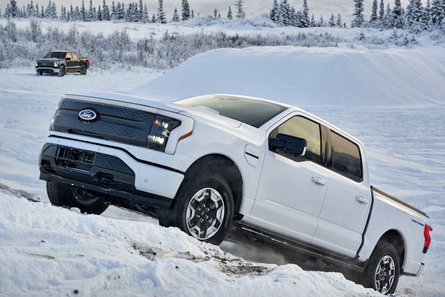 2022 Ford F-150 Lightning snow winter testing alaska