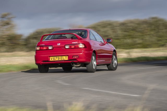 Honda Integra Type-R rear three-quarter cornering action