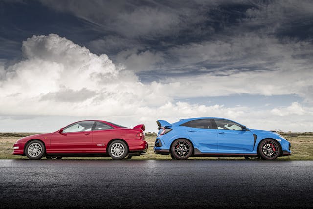 Honda Integra and Civic Type-R side views grouped