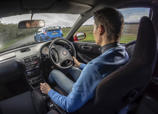 Honda Integra and Civic Type-Rs interior driving action